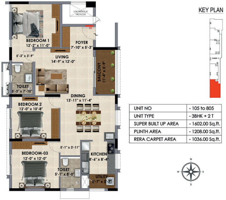 1602 3BHK+2T - Radiance Majestic