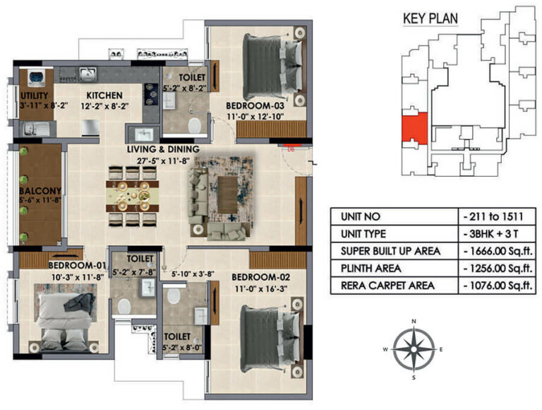 1666 3BHK - Radiance Majestic