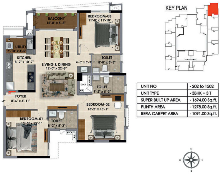 1694 3BHK - Radiance Majestic