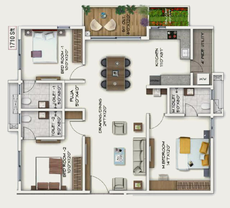 1710 3BHK - Sukhii Ubuntu