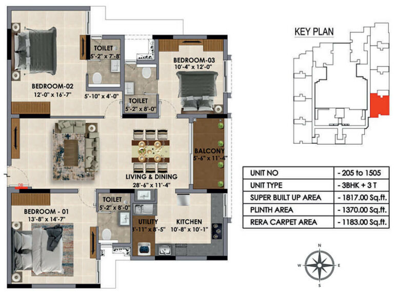 1817 3BHK - Radiance Majestic