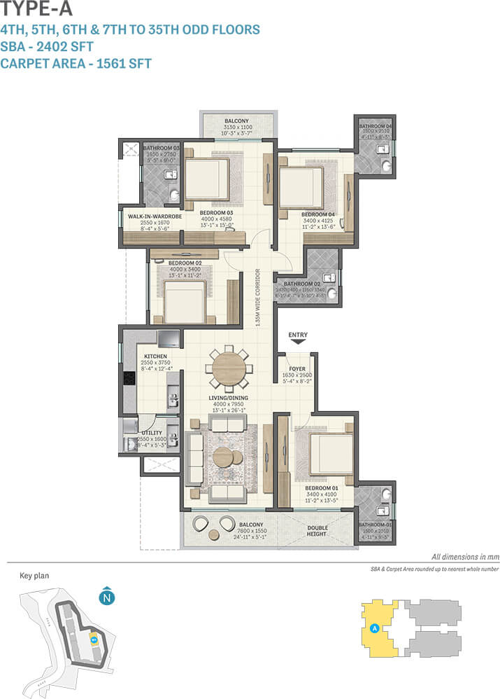 2402 4BHK - Sobha Brooklyn Towers