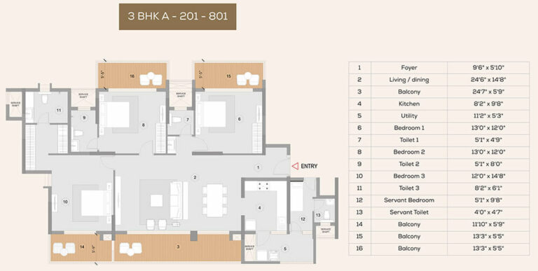 3 BHK A - Purva Meraki