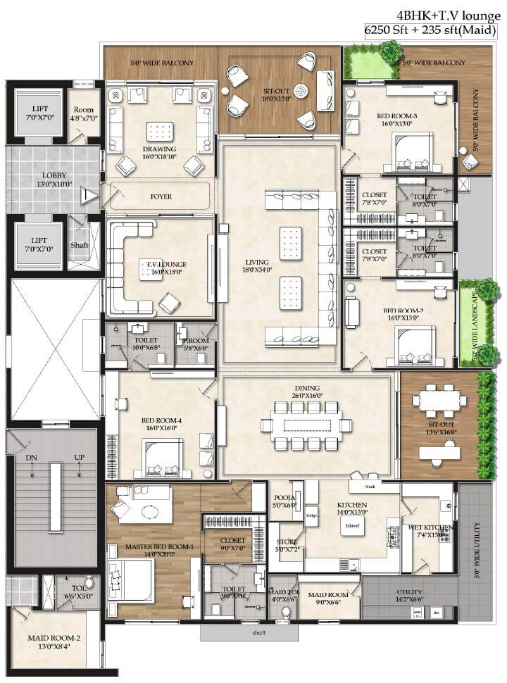 6250+Maid 4BHK+TV-Lounge - Raghava Iris