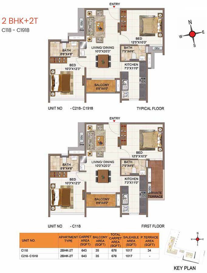 1017 2BHK+2T - Casagrand Aria