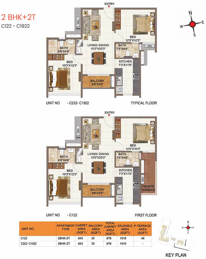 1018 2BHK+2T - Casagrand Aria
