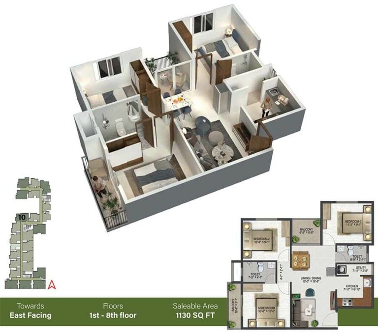 1130 3BHK-E - Sowparnika Olivia Nest