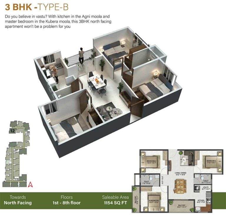 1154 3BHK-B - Sowparnika Olivia Nest