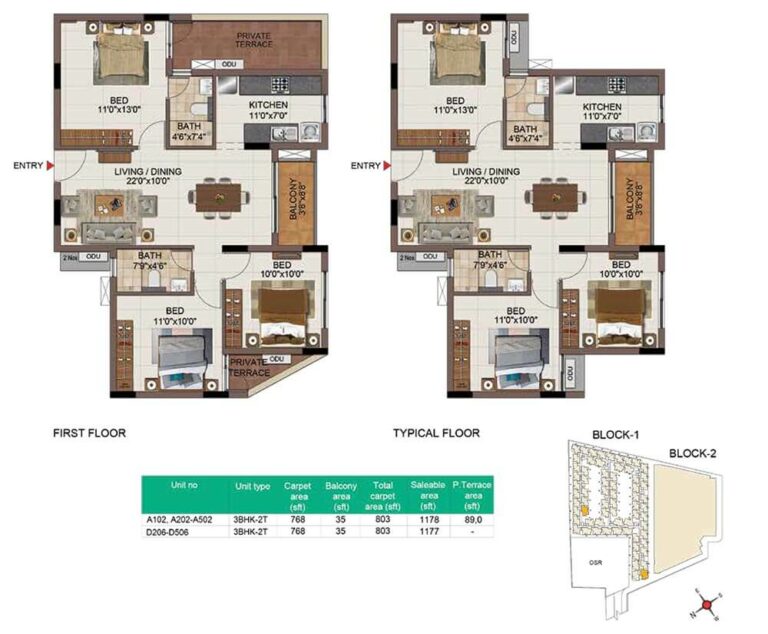 1178 3BHK+2T - CasaGrand SouthBrooke