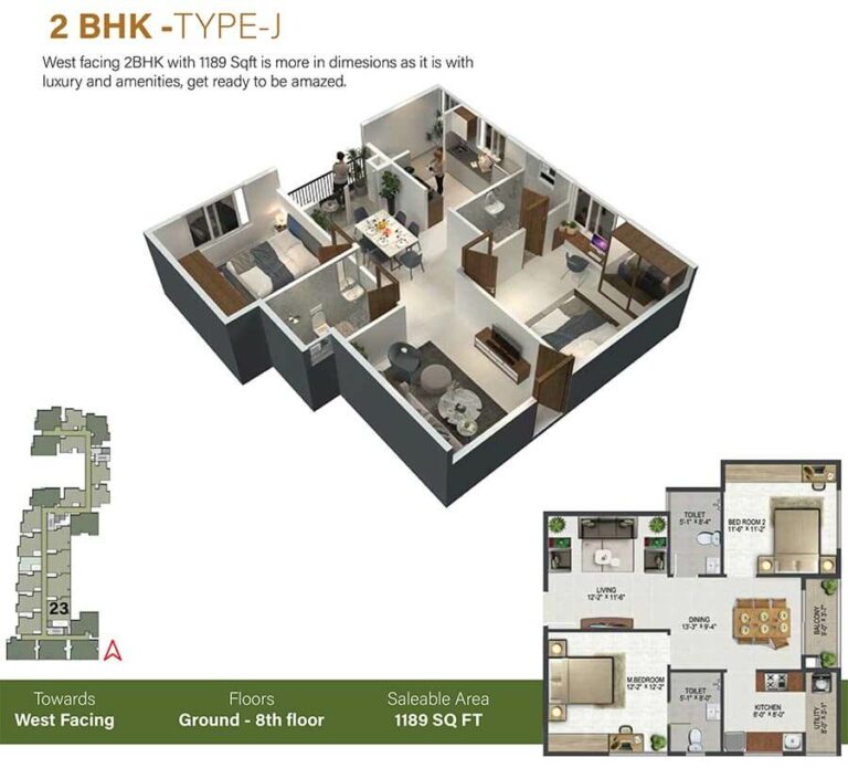 1189 2BHK-J - Sowparnika Olivia Nest