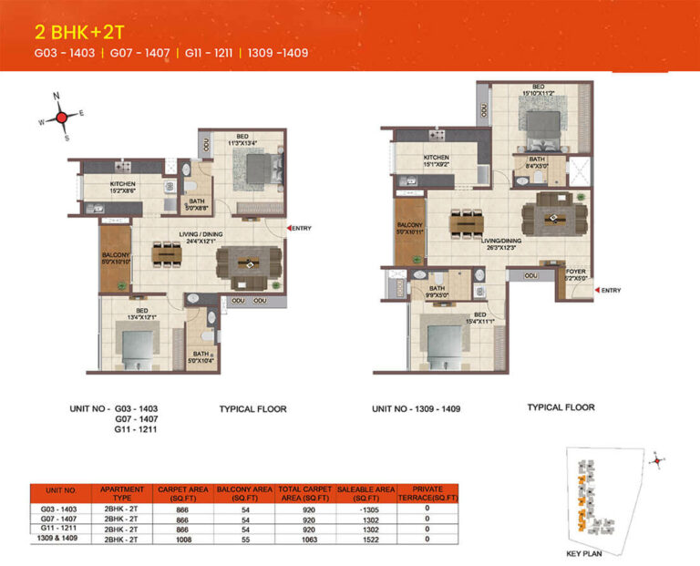1309-1409 2BHK+2T - CasaGrand Meridian