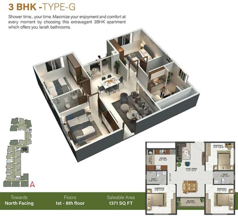 1371 3BHK-G - Sowparnika Olivia Nest