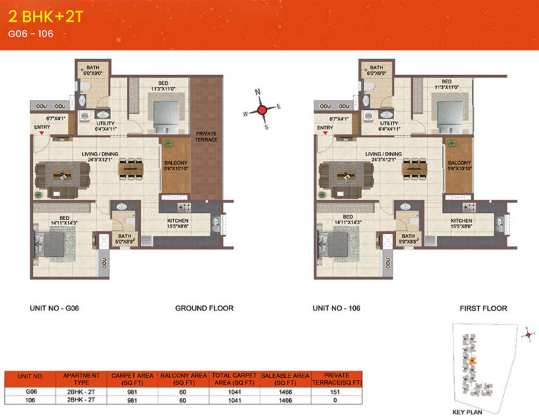 1466 2BHK+2T - CasaGrand Meridian