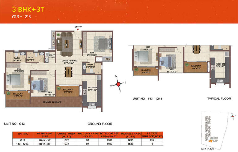 1633 3BHK+3T - CasaGrand Meridian