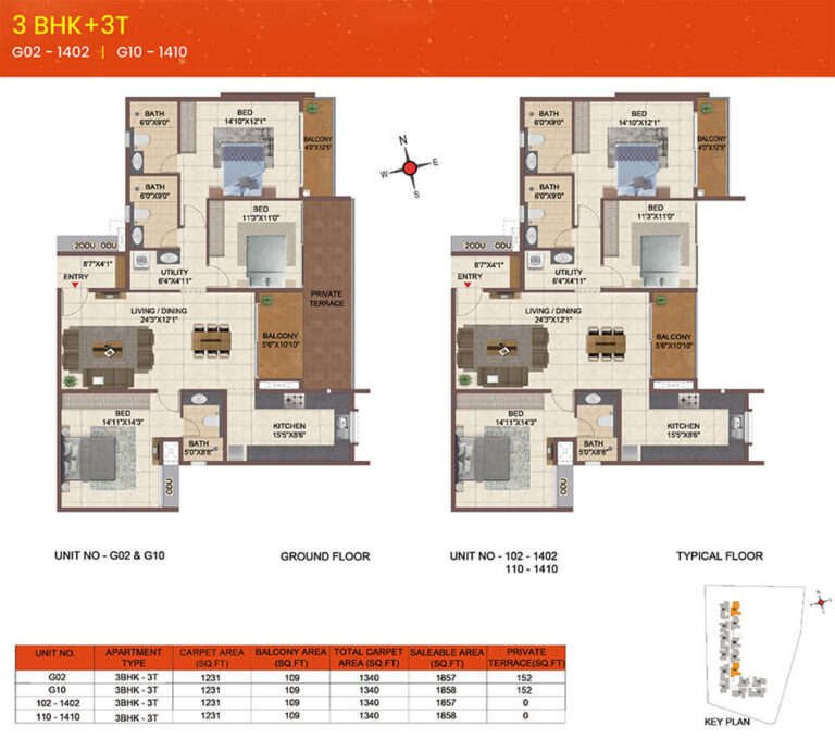 1857 3BHK+3T - CasaGrand Meridian