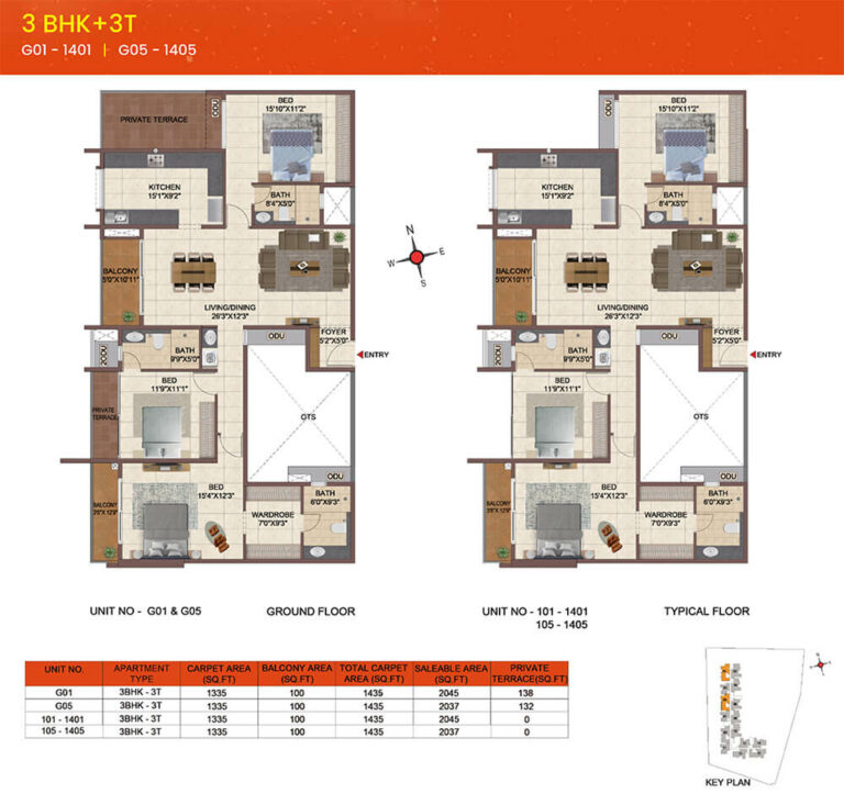 2037-2045 3BHK+3T - CasaGrand Meridian
