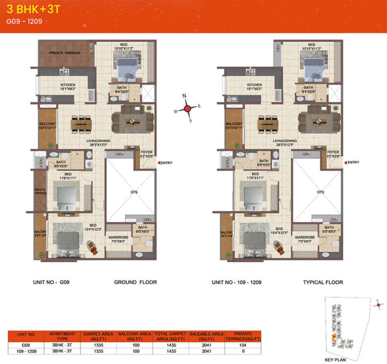 2041 3BHK+3T - CasaGrand Meridian