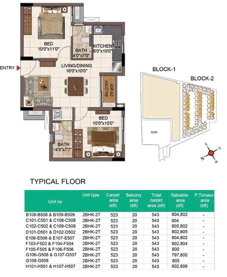 800-806 2BHK+2T - CasaGrand SouthBrooke