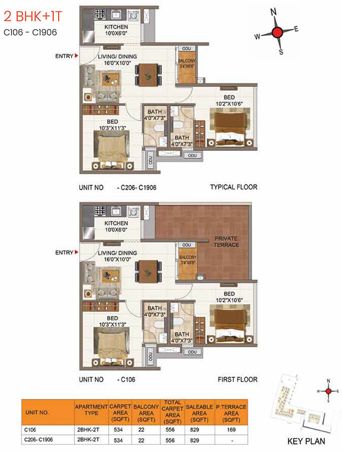 829 2BHK+2T - Casagrand Aria