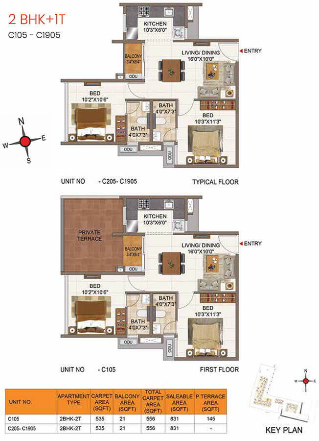 831 2BHK+2T - Casagrand Aria