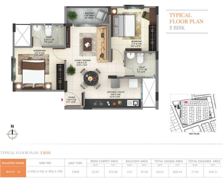 833 2BHK - Pride Sunrise Phase 2