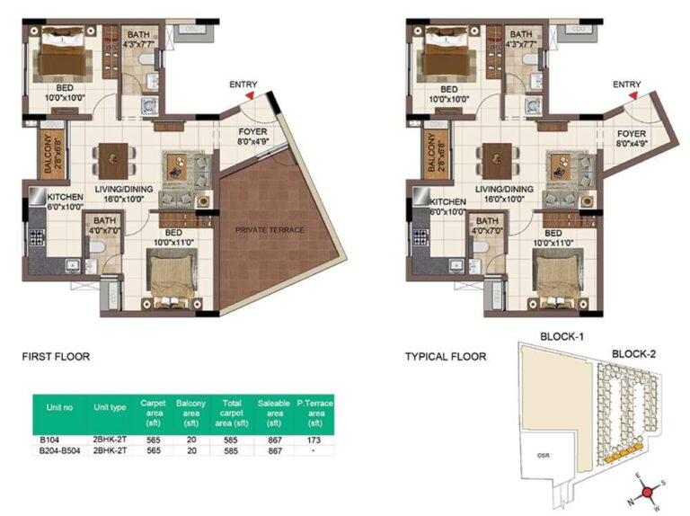 867 2BHK+2T+Terrace - CasaGrand SouthBrooke