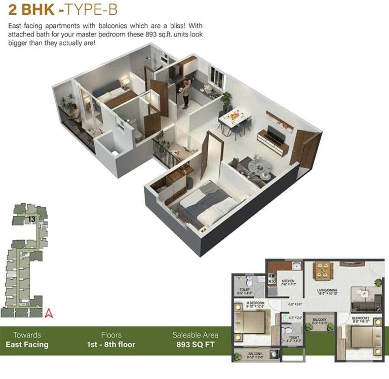 893 2BHK-B - Sowparnika Olivia Nest