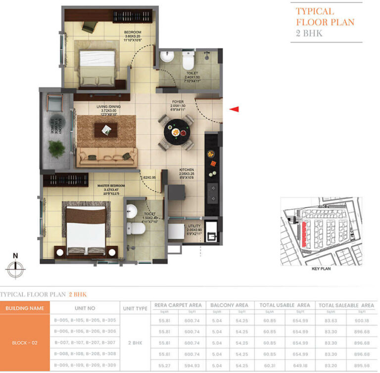 895-900 2BHK - Pride Sunrise Phase 2
