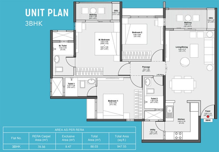 947 3BHK - Godrej Serene