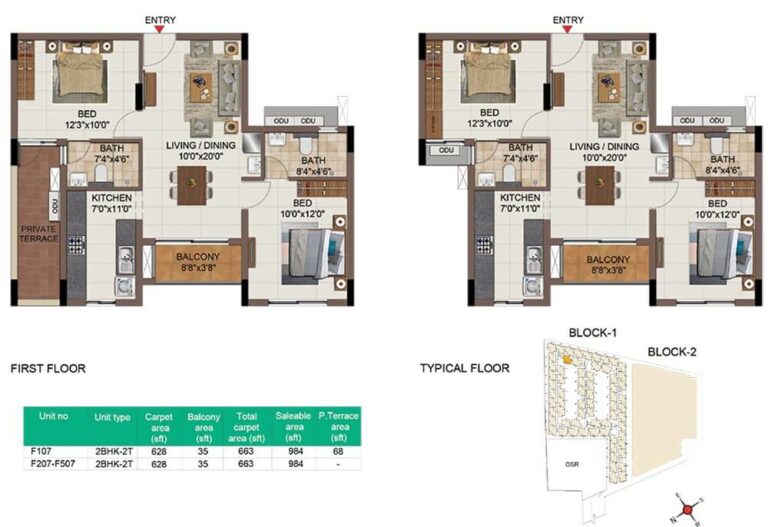 984 2BHK+2T - CasaGrand SouthBrooke