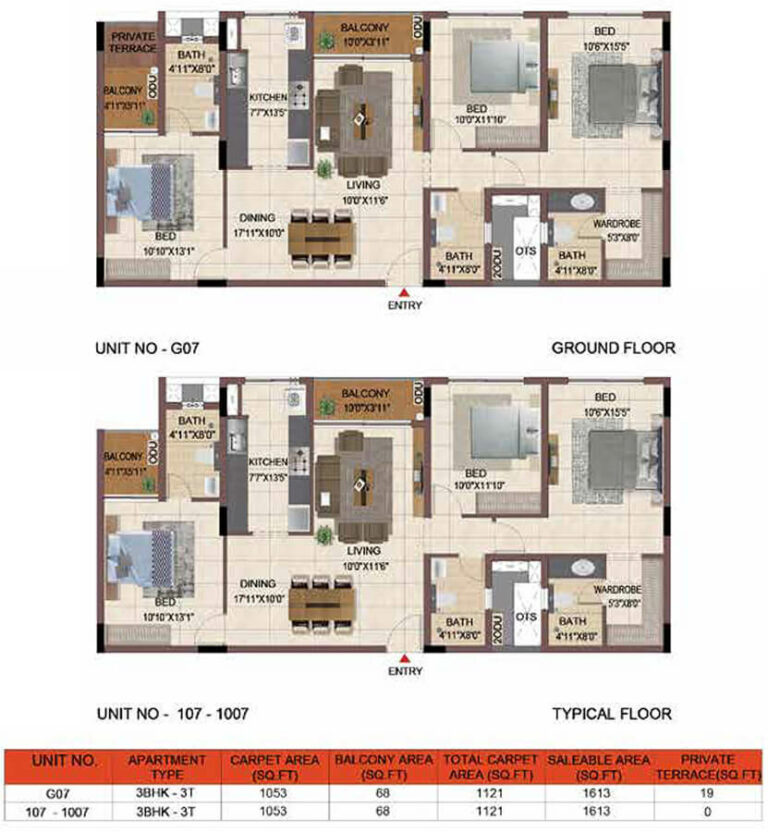 1613 3BHK - Casagrand Keatsway