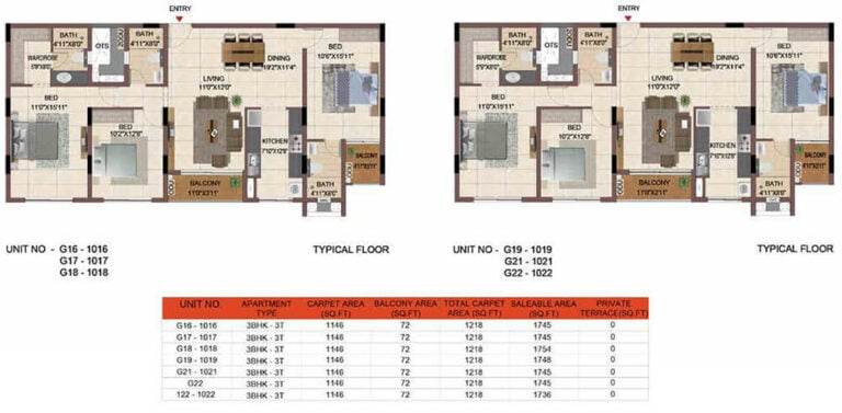 1745-1754 3BHK - Casagrand Keatsway