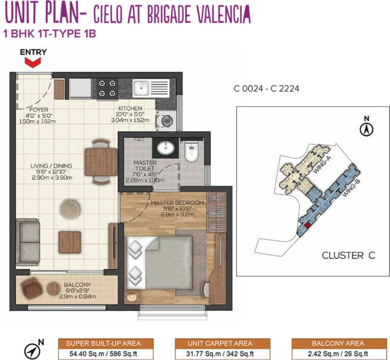 1BHK 586-1B - Cielo At Brigade Valencia