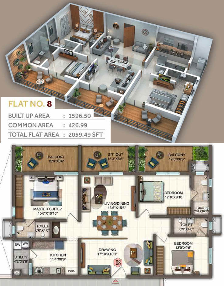 2059 3BHK 8 - Candeur Twins Miyapur