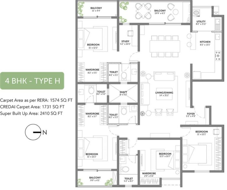 2410 4BHK - Assetz 63 Degree East Tower E