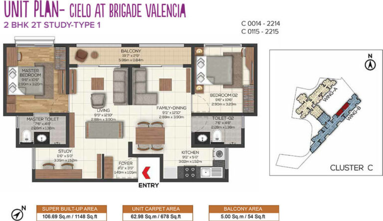 2BHK 1148 - Cielo At Brigade Valencia