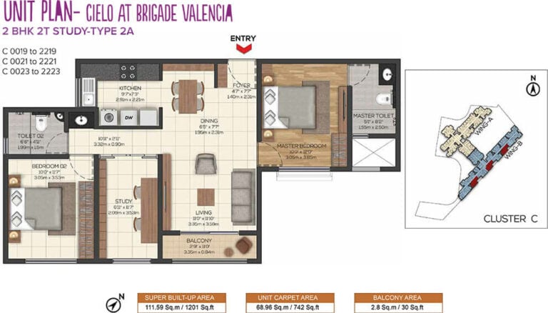 2BHK 1201 - Cielo At Brigade Valencia