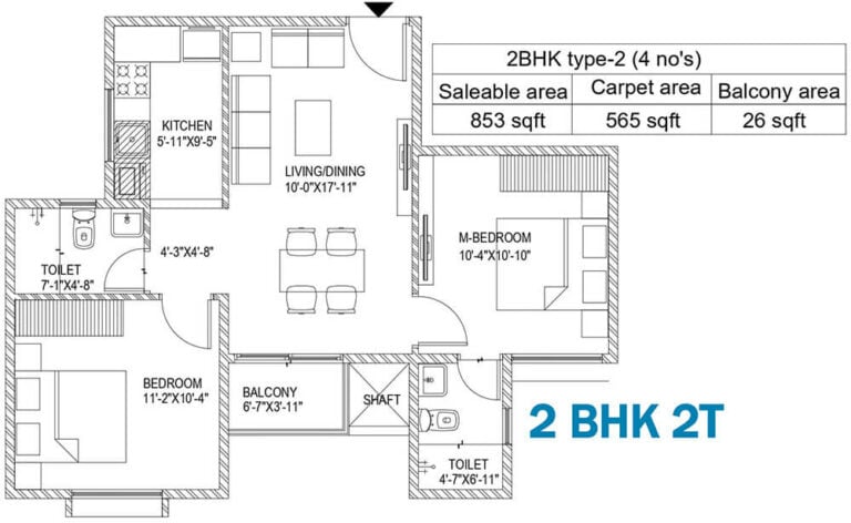 2BHK 853 - Sattva Bliss