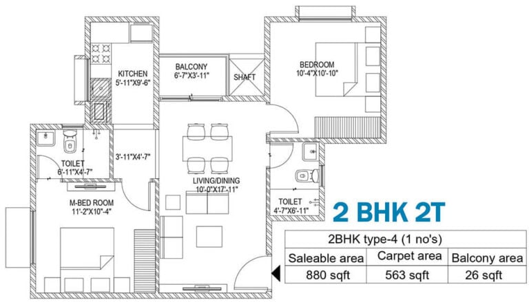 2BHK 880 - Sattva Bliss
