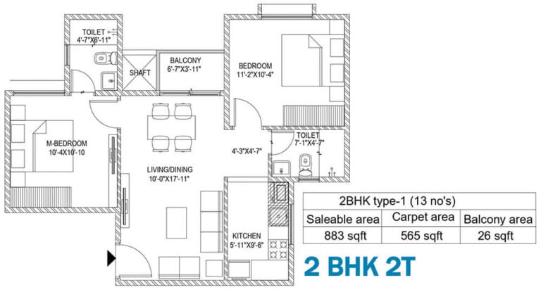 2BHK 883 - Sattva Bliss