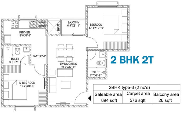 2BHK 894 - Sattva Bliss