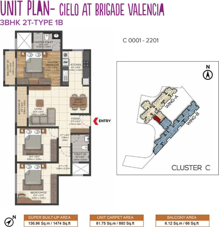 3BHK 1474-1B - Cielo At Brigade Valencia