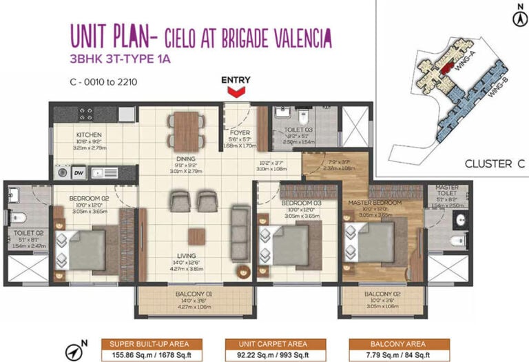 3BHK 1678 - Cielo At Brigade Valencia