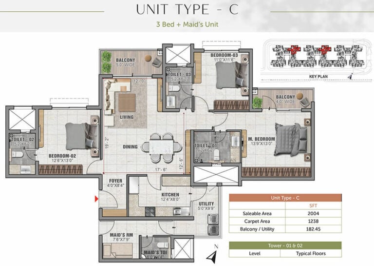 3BHK 2004 - Prestige Elm Park