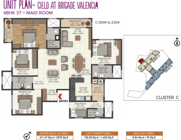 3BHK 2276 - Cielo At Brigade Valencia