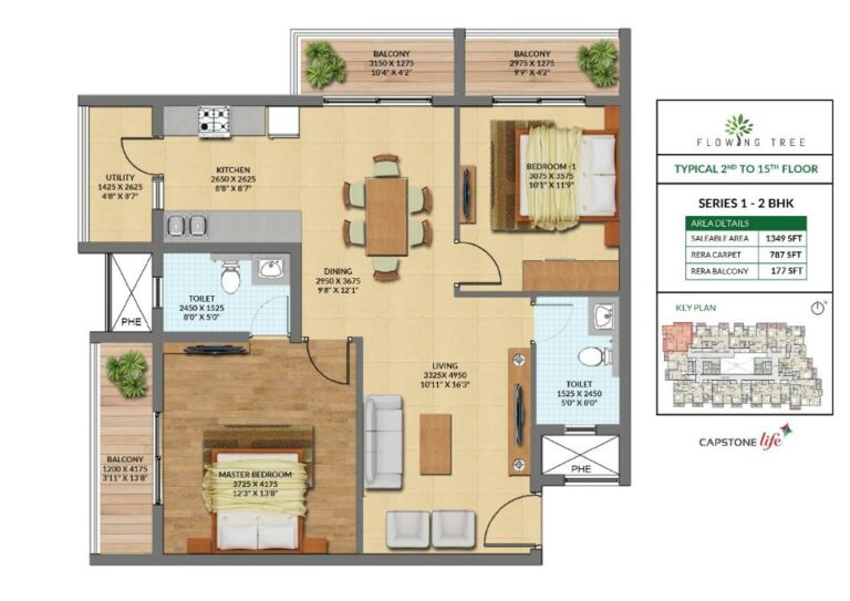 2BHK 1349 - Capstone Flowing Tree