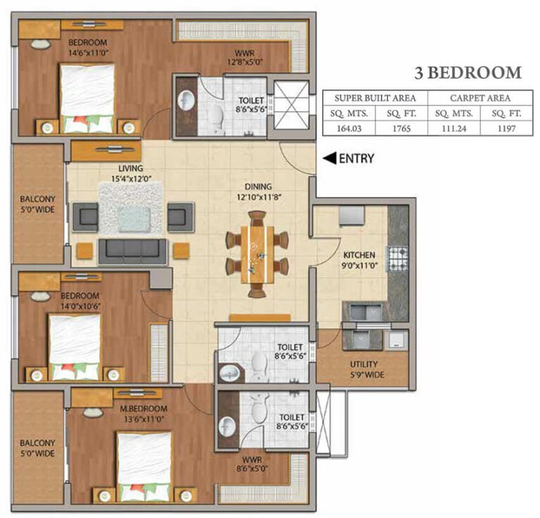 3BHK 1197 - Adarsh Palm Retreat Mayberry