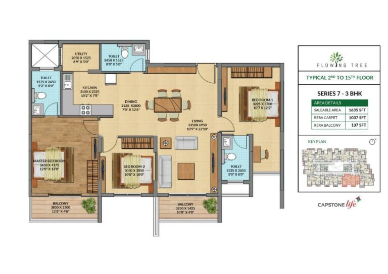 3BHK 1635 - Capstone Flowing Tree