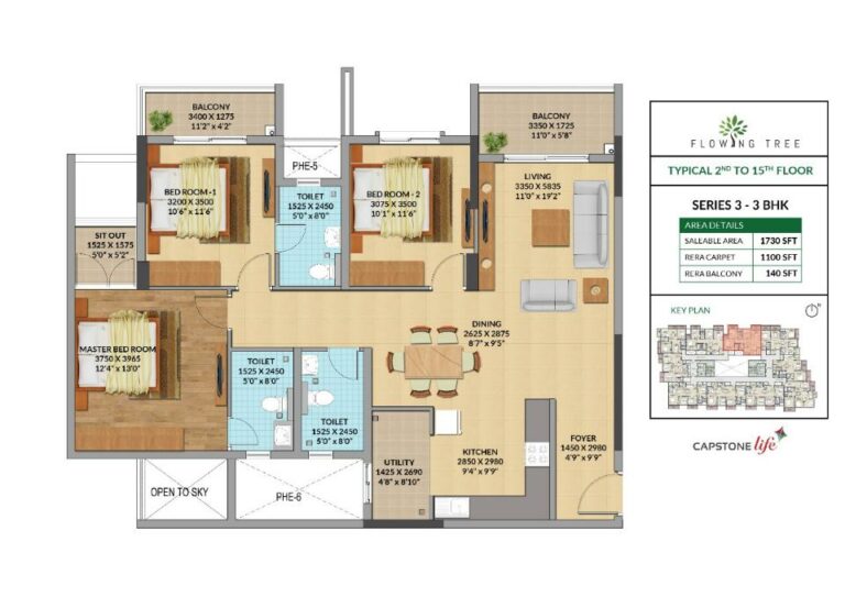 3BHK 1730 - Capstone Flowing Tree