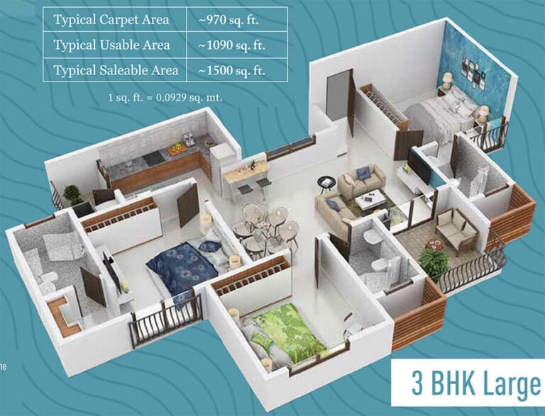 3BHK Large 1500 - Provident Adora De Goa